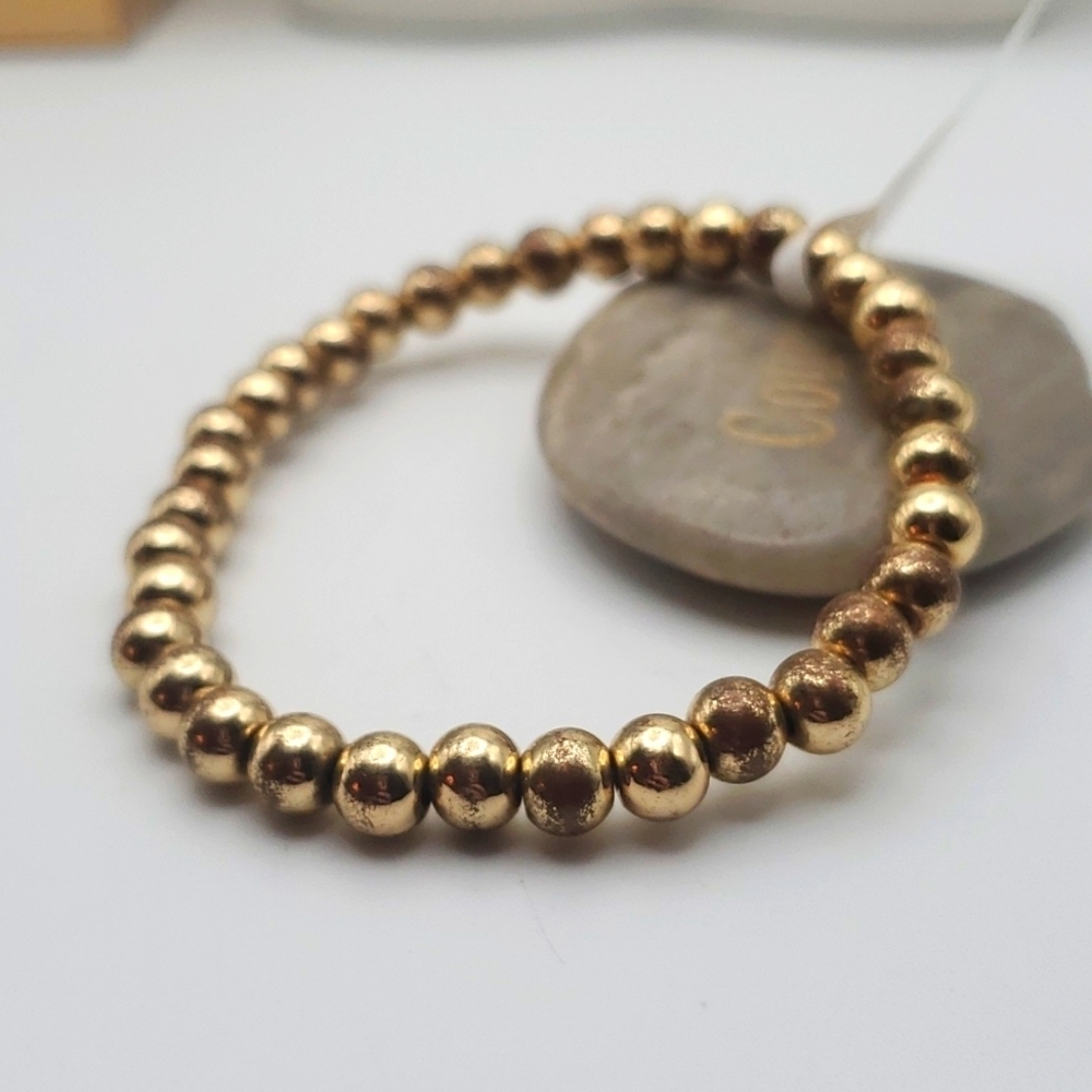 Gold plated antiquated ball beaded bracelet‎ B1811